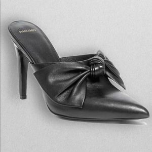 Marciano Black Leather Teri Mule Pump With Bow